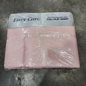 Vintage NOS Easy Care Full Flat Sheet Rose Pink Soft Washable No Iron New